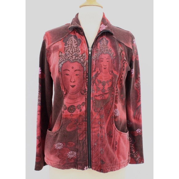 CITRON Santa Monica Sweatshirt Jacket Coat Size M Red Pockets Full Zip FLAWED - Picture 1 of 11